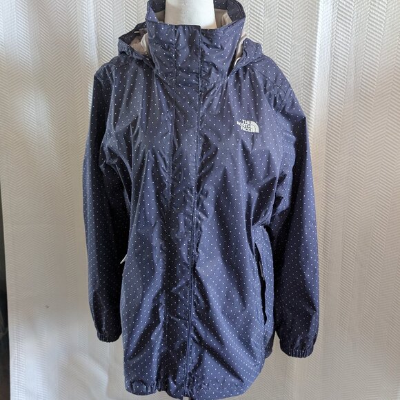The North Face Resolve Polka Dot Rain Jacket Dryvent Navy White XL Outdoors - Picture 2 of 16